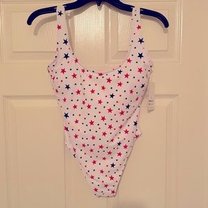 Beach Joy One Piece swimsuit Size S NWT red and blue stars